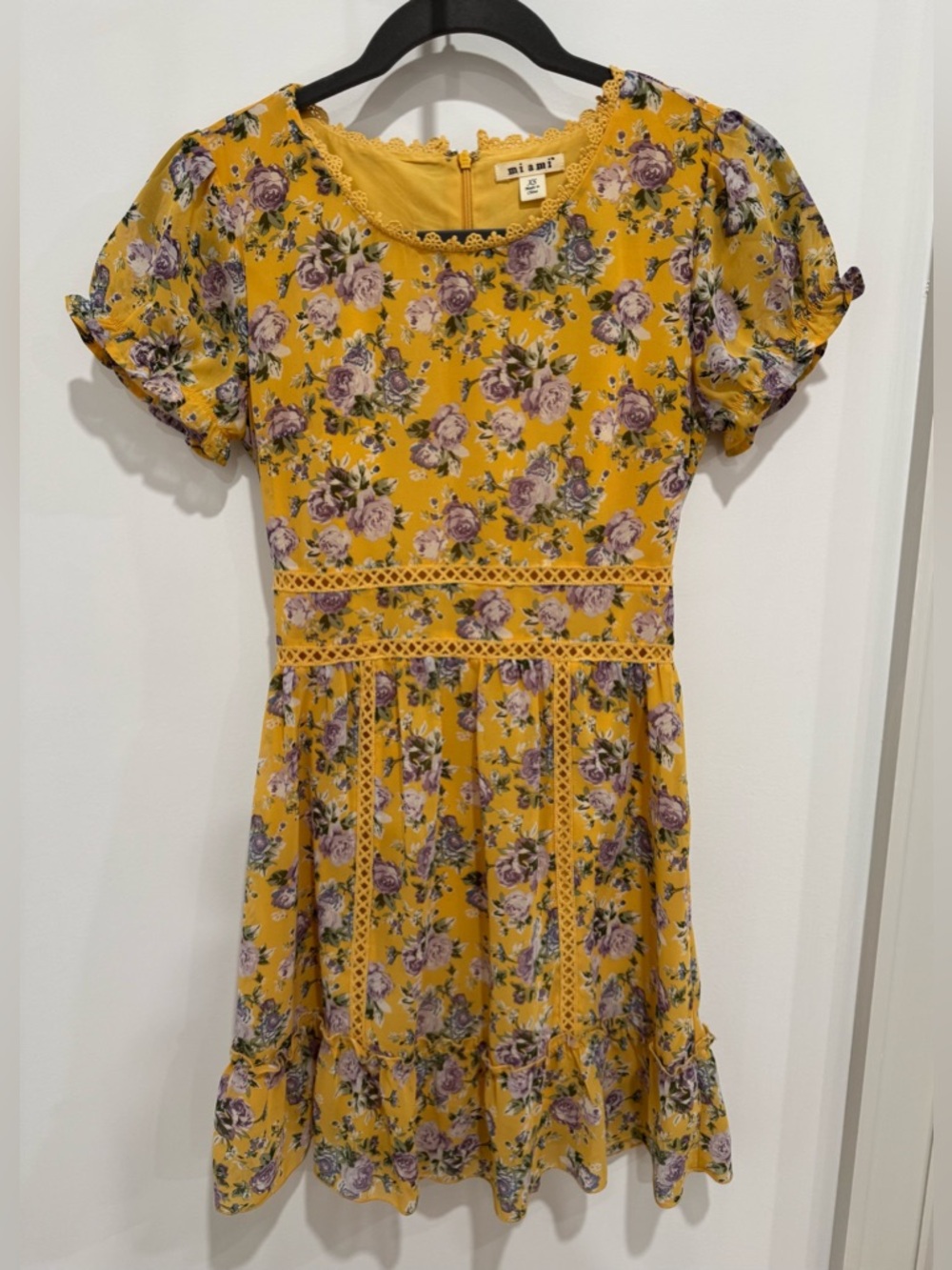 Francesca’s Mustard Yellow Floral Mini Dress